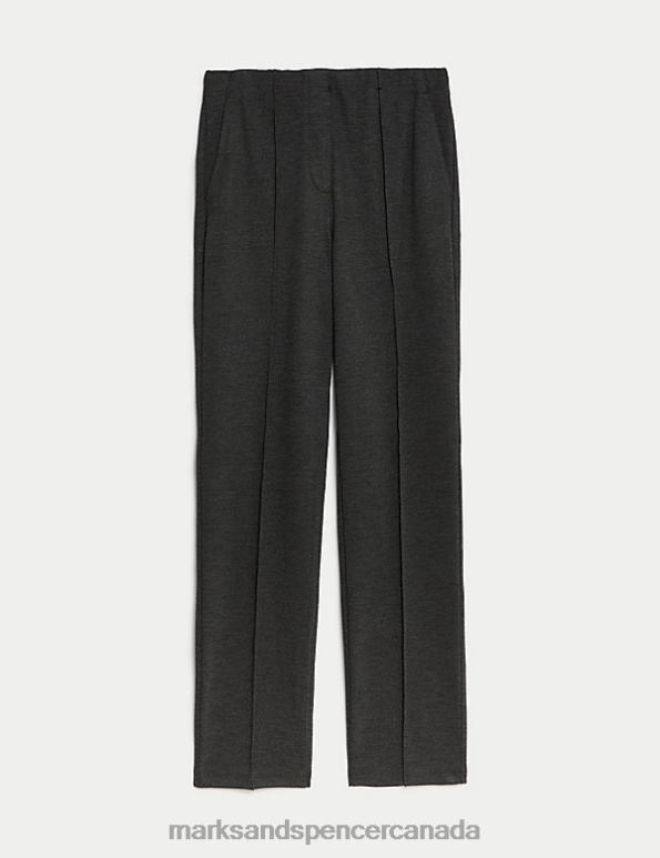 Women Charcoal Clothing Marks & Spencer Jersey Twill Straight Leg Trousers 20VTD1667 - Marks and Spencer Canada locations