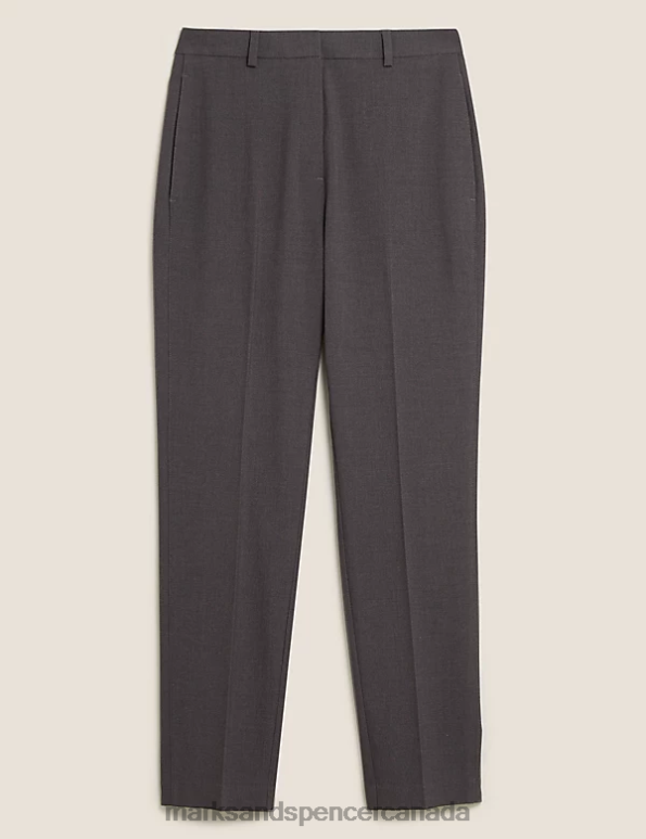 Marks and Spencer near me - Women Charcoal Clothing Marks & Spencer Slim Fit Ankle Grazer Trousers with Stretch 20VTD877