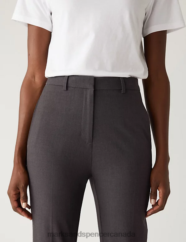 Marks and Spencer near me - Women Charcoal Clothing Marks & Spencer Slim Fit Ankle Grazer Trousers with Stretch 20VTD877