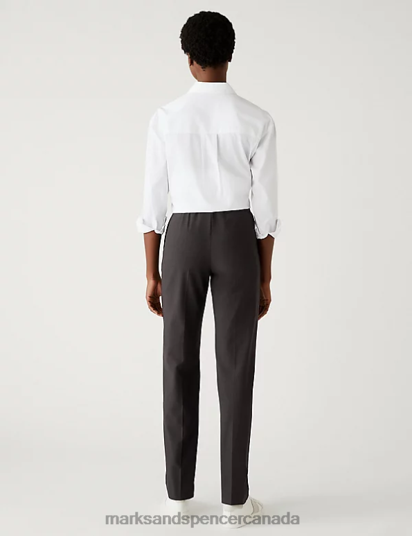 Marks and Spencer Canada - Women Charcoal Clothing Marks & Spencer Straight Leg Trousers with Stretch 20VTD1681