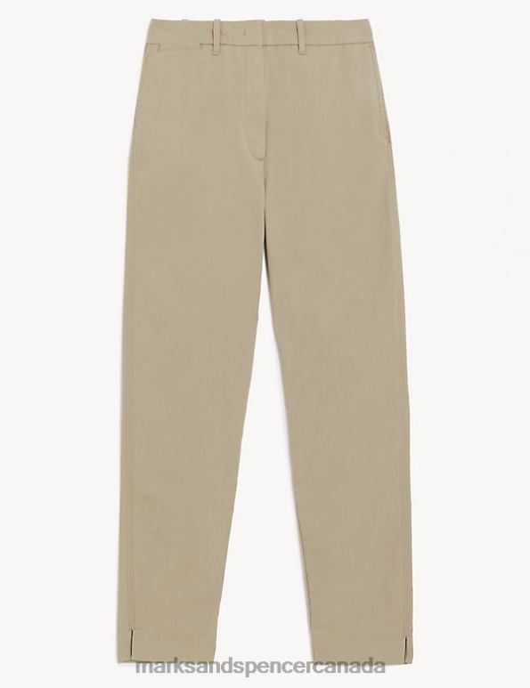 Women Coffee Clothing Marks & Spencer Cotton Rich Tapered Chinos 20VTD855 - Marks and Spencer outlet