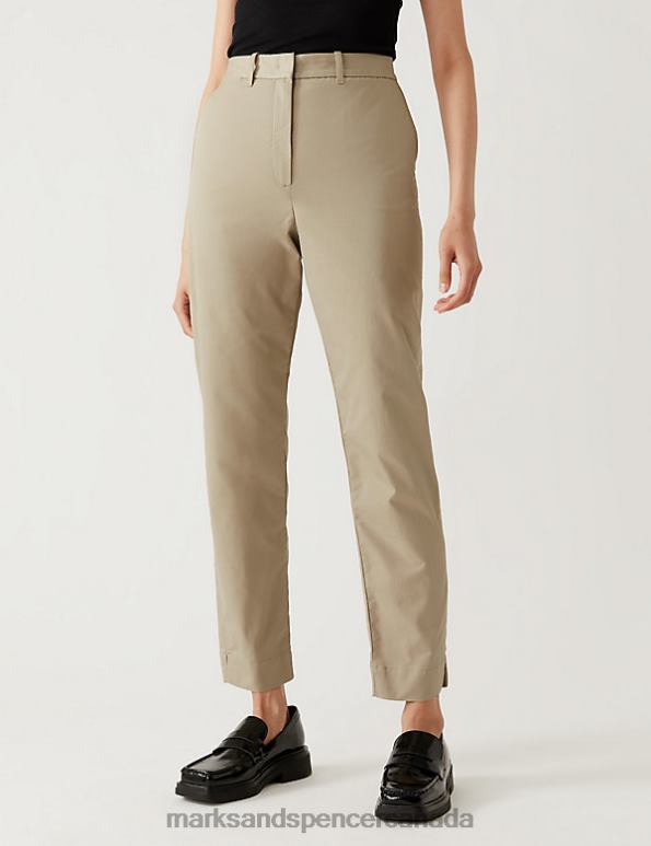 Women Coffee Clothing Marks & Spencer Cotton Rich Tapered Chinos 20VTD855 - Marks and Spencer outlet
