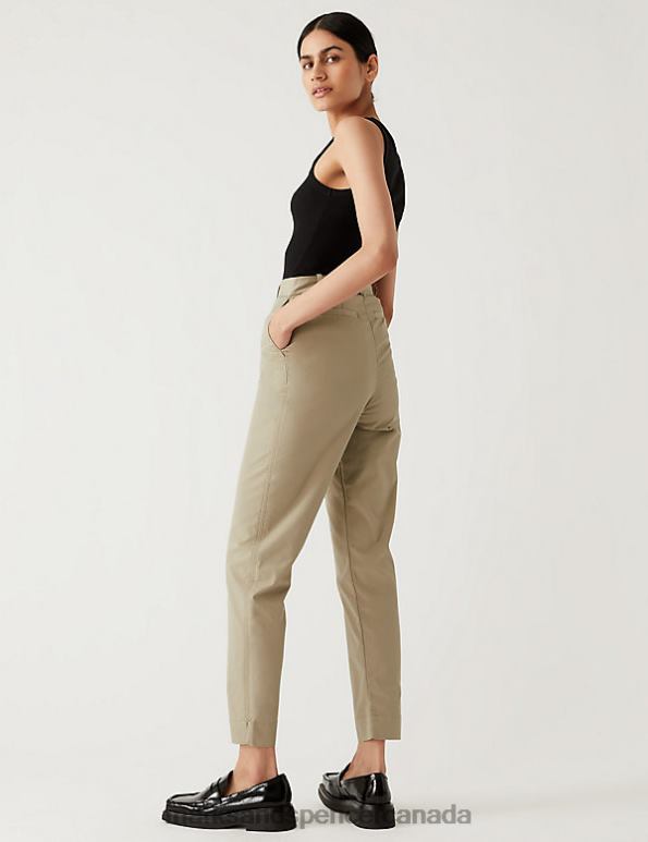 Women Coffee Clothing Marks & Spencer Cotton Rich Tapered Chinos 20VTD855 - Marks and Spencer outlet