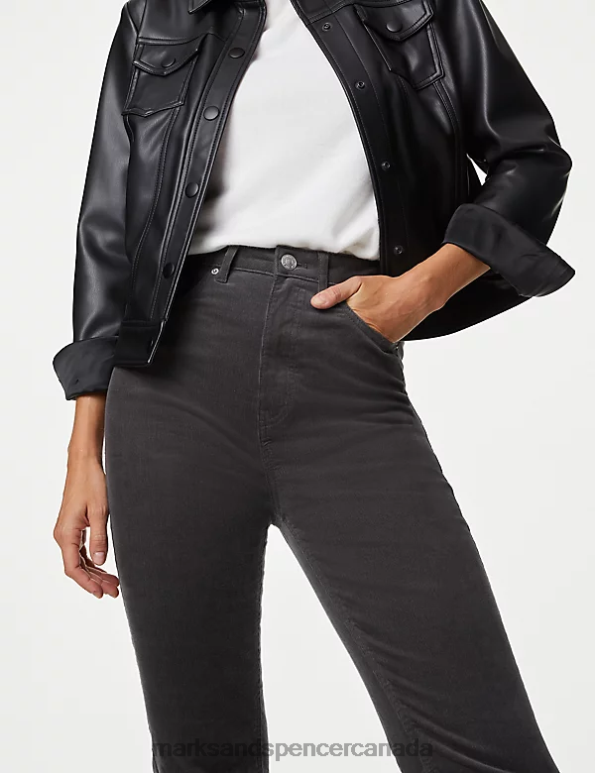 Marks and Spencer near me - Women Dark Graphite Clothing Marks & Spencer Sienna Corduroy Straight Leg Trousers 20VTD1616