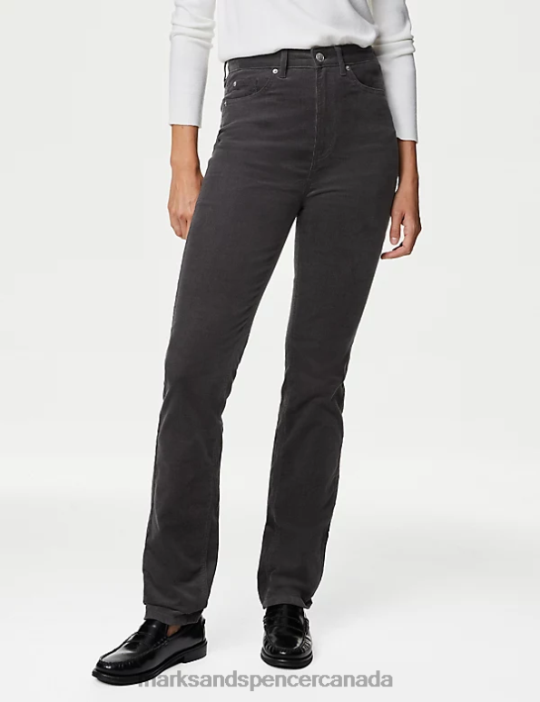 Marks and Spencer near me - Women Dark Graphite Clothing Marks & Spencer Sienna Corduroy Straight Leg Trousers 20VTD1616