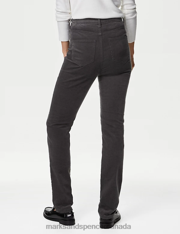 Marks and Spencer near me - Women Dark Graphite Clothing Marks & Spencer Sienna Corduroy Straight Leg Trousers 20VTD1616