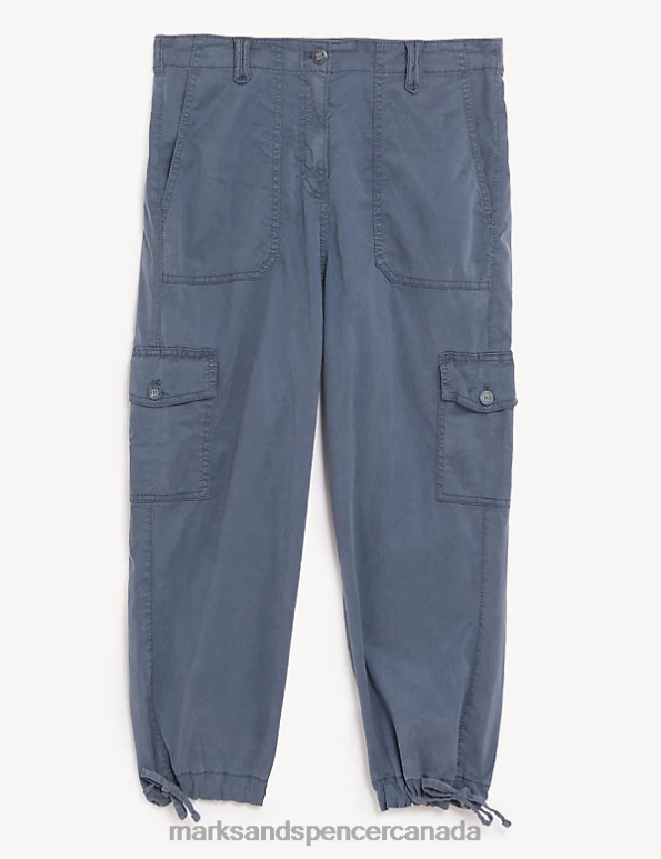 Women Dark Grey Clothing Marks & Spencer Lyocell Rich Cargo Cropped Trousers 20VTD567 - Marks and Spencer outlet