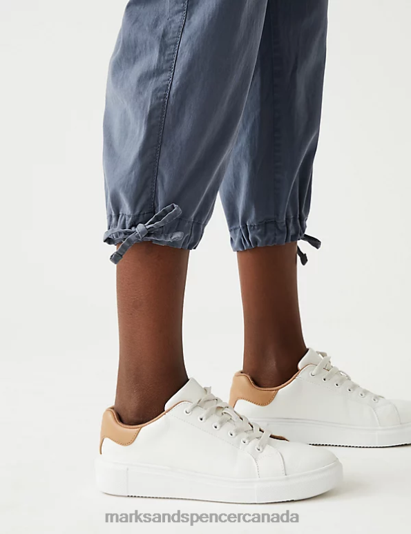 Women Dark Grey Clothing Marks & Spencer Lyocell Rich Cargo Cropped Trousers 20VTD567 - Marks and Spencer outlet