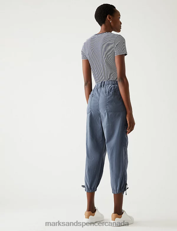 Women Dark Grey Clothing Marks & Spencer Lyocell Rich Cargo Cropped Trousers 20VTD567 - Marks and Spencer outlet