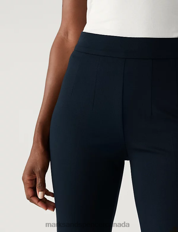 Women Dark Navy Clothing Marks & Spencer Jersey Flared Trousers 20VTD801 - Marks and Spencer online