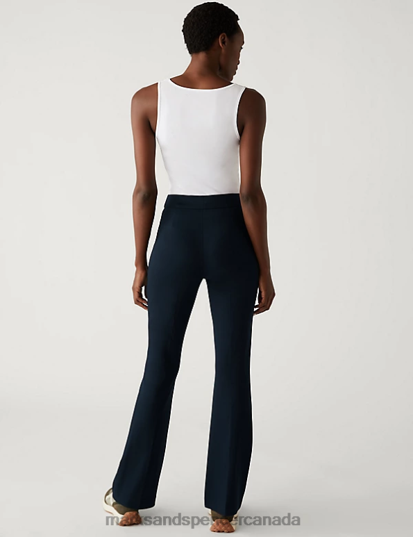 Women Dark Navy Clothing Marks & Spencer Jersey Flared Trousers 20VTD801 - Marks and Spencer online