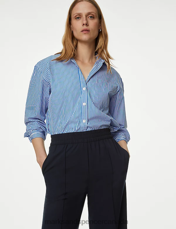 Women Dark Navy Clothing Marks & Spencer Wide Leg Trousers 20VTD491 - Marks and Spencer Canada locations
