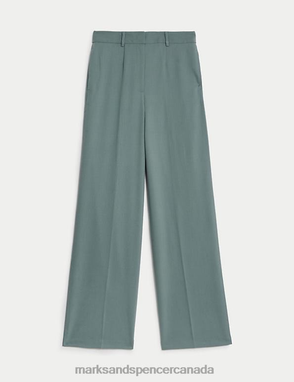 Marks and Spencer sale - Women Dark Sage Clothing Marks & Spencer Woven Wide Leg Trousers 20VTD260