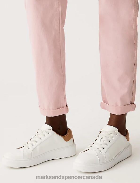 Marks and Spencer sale - Women Dusted Pink Clothing Marks & Spencer Cotton Rich Tea Dyed Slim Fit Chinos 20VTD2588