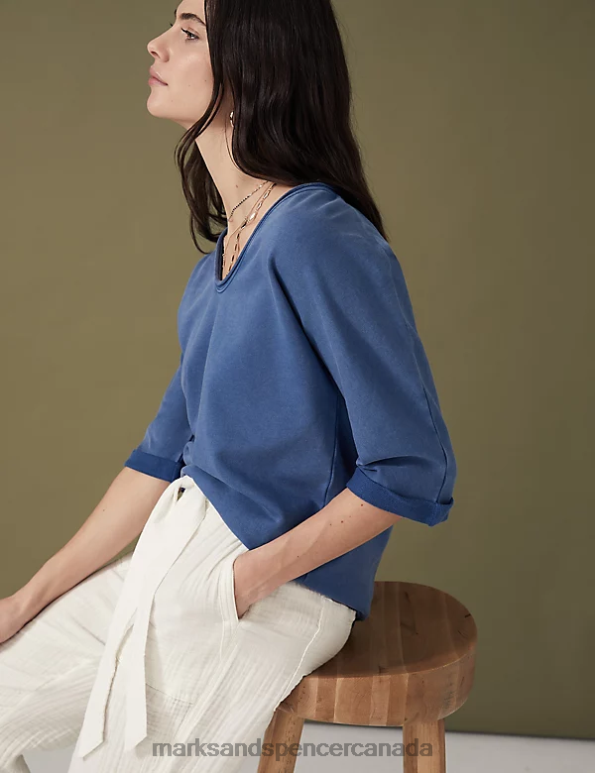 Women Ecru Clothing Marks & Spencer Pure Cotton Belted Tapered Trousers 20VTD1510 - Marks and Spencer Canada locations