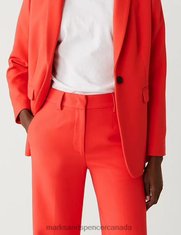 Marks and Spencer Canada - Women Flame Clothing Marks & Spencer Crepe Tab Detail Wide Leg Trousers 20VTD1