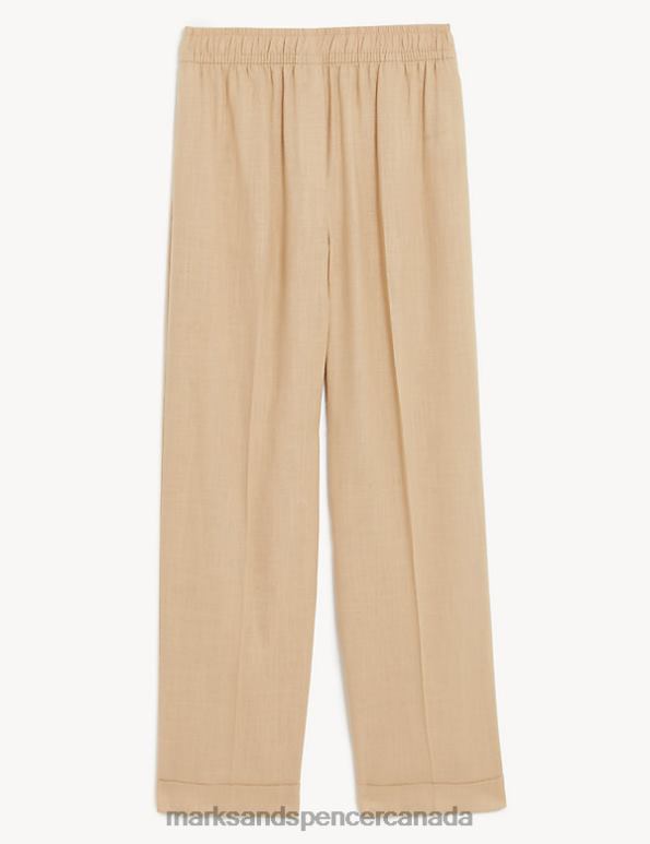 Women Hessian Clothing Marks & Spencer Linen Blend Relaxed Straight Trousers 20VTD2319 - Marks and Spencer Canada locations