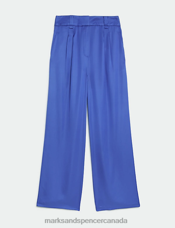 Marks and Spencer sale - Women Iris Clothing Marks & Spencer Satin Pleat Front Wide Leg Trousers 20VTD516