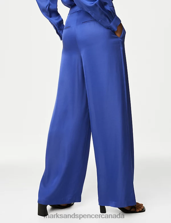 Marks and Spencer sale - Women Iris Clothing Marks & Spencer Satin Pleat Front Wide Leg Trousers 20VTD516