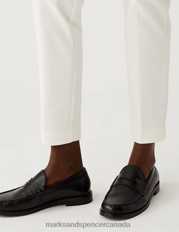 Women Ivory Clothing Marks & Spencer Cotton Blend Slim Fit Ankle Grazer Trousers 20VTD2423 - Marks and Spencer outlet