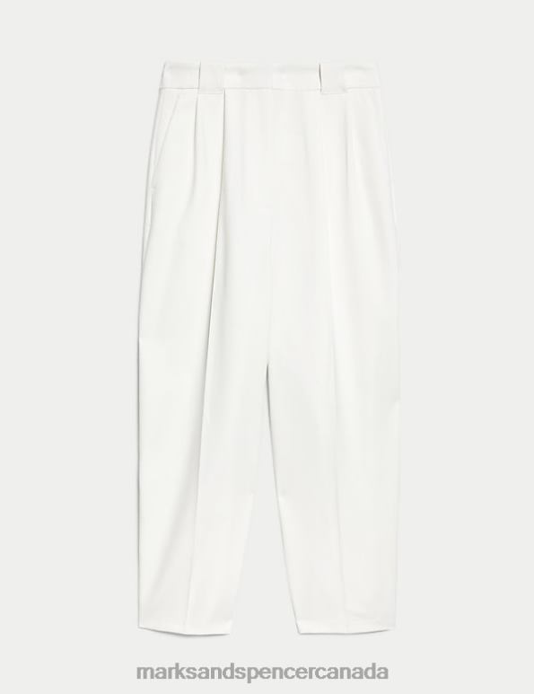 Marks and Spencer sale - Women Ivory Clothing Marks & Spencer Pleat Front Relaxed Trousers 20VTD51