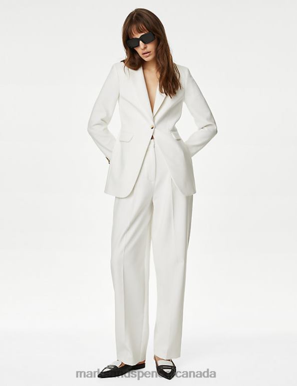 Marks and Spencer sale - Women Ivory Clothing Marks & Spencer Pleat Front Relaxed Trousers 20VTD51