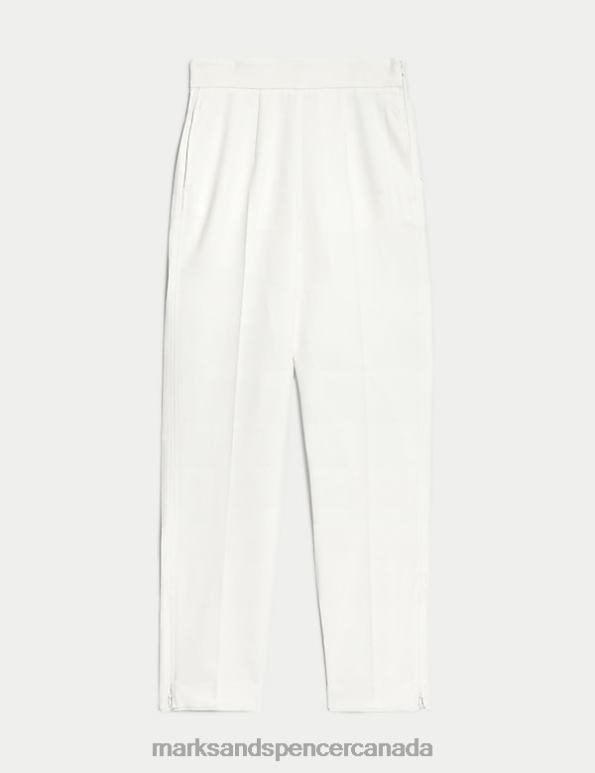 Women Ivory Clothing Marks & Spencer Zip Detail Straight Leg Trousers 20VTD262 - Marks and Spencer online