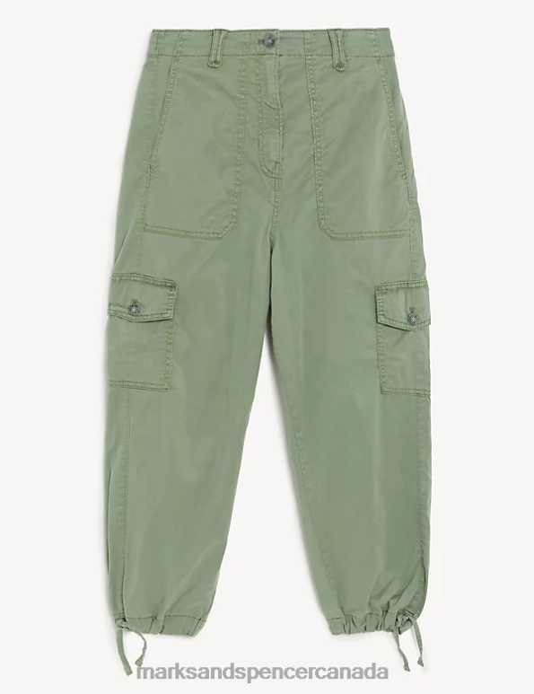 Marks and Spencer sale - Women Khaki Clothing Marks & Spencer Lyocell Rich Cargo Cropped Trousers 20VTD949