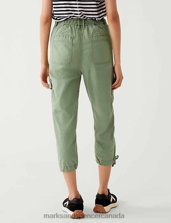Marks and Spencer sale - Women Khaki Clothing Marks & Spencer Lyocell Rich Cargo Cropped Trousers 20VTD949