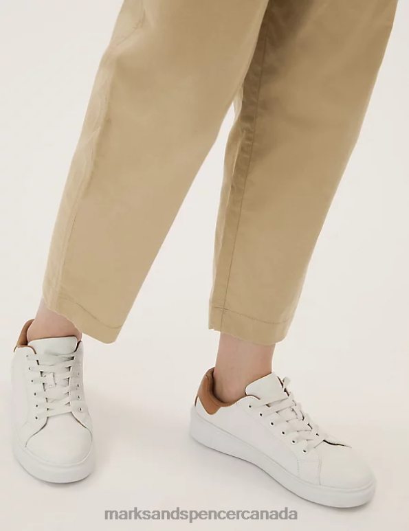 Women Latte Clothing Marks & Spencer Cotton Rich Balloon Tapered Trousers 20VTD3195 - Marks and Spencer Canada locations