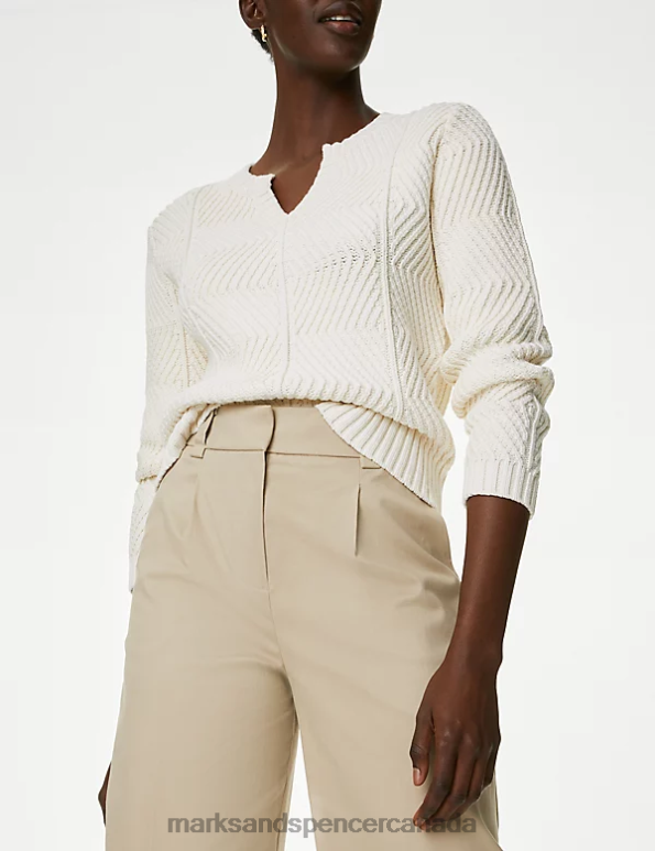 Marks and Spencer near me - Women Light Beige Clothing Marks & Spencer Cotton Rich Pleat Front Wide Leg Chinos 20VTD574