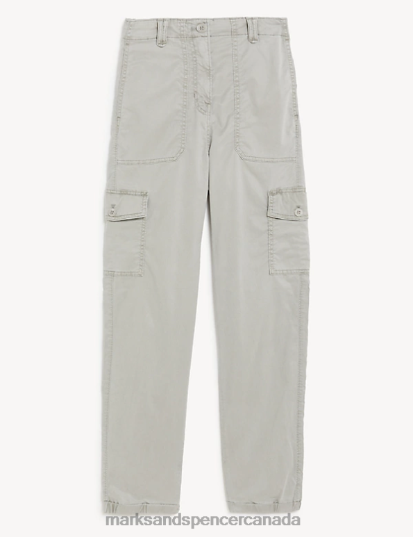 Marks and Spencer Canada - Women Light Grey Clothing Marks & Spencer Lyocell Rich Cargo Tea Dyed Trousers 20VTD614