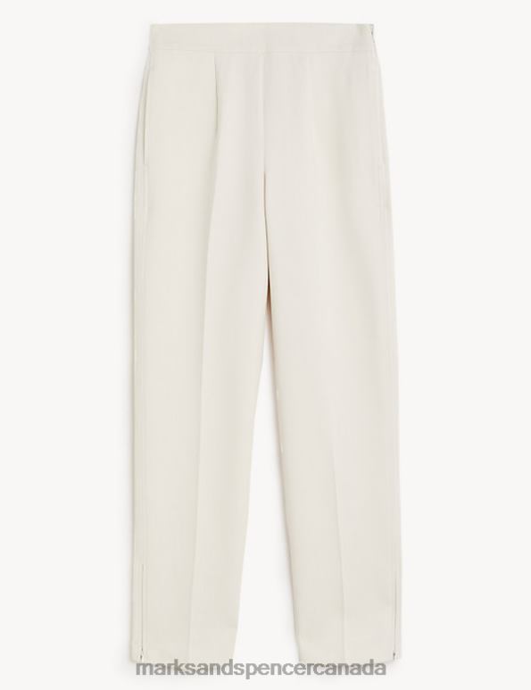 Marks and Spencer Canada - Women Light Natural Clothing Marks & Spencer Zip Detail Straight Leg Trousers 20VTD2336