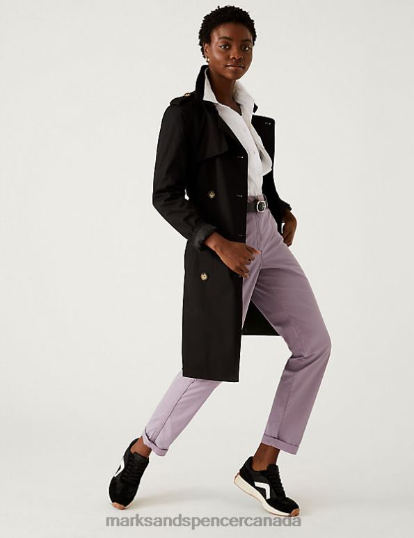 Women Light Purple Clothing Marks & Spencer Cotton Rich Tea Dyed Slim Fit Chinos 20VTD2589 - Marks and Spencer online