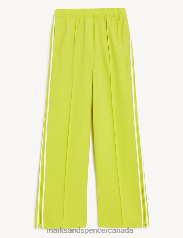 Marks and Spencer near me - Women Limeade Clothing Marks & Spencer Side Stripe Wide Leg Trousers 20VTD625