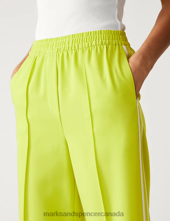 Marks and Spencer near me - Women Limeade Clothing Marks & Spencer Side Stripe Wide Leg Trousers 20VTD625