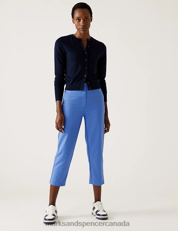 Women Lupin Clothing Marks & Spencer Cotton Blend Slim Fit Cropped Trousers 20VTD2465 - Marks and Spencer online