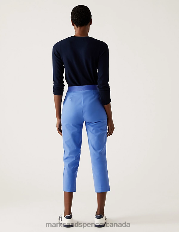 Women Lupin Clothing Marks & Spencer Cotton Blend Slim Fit Cropped Trousers 20VTD2465 - Marks and Spencer online