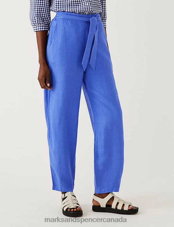 Women Lupin Clothing Marks & Spencer Pure Linen Printed Belted Balloon Trousers 20VTD2140 - Marks and Spencer online