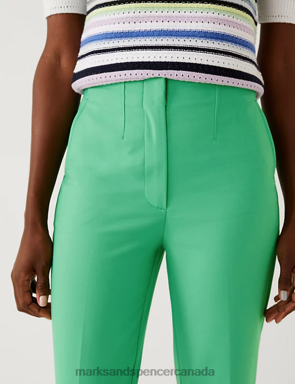 Marks and Spencer sale - Women Medium Green Clothing Marks & Spencer Cotton Blend Slim Fit Cropped Trousers 20VTD2464
