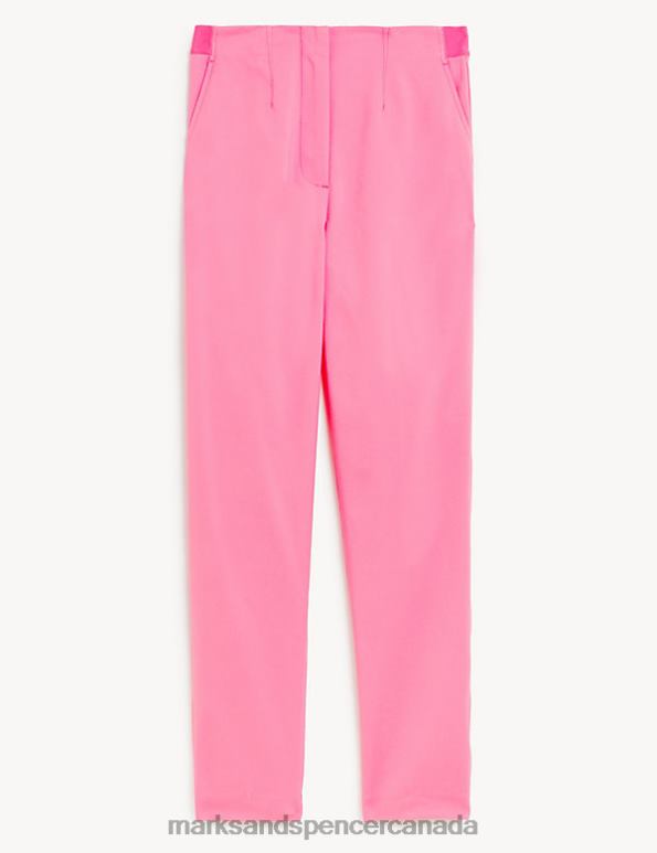 Marks and Spencer near me - Women Medium Pink Clothing Marks & Spencer Cotton Blend Slim Fit Ankle Grazer Trousers 20VTD2425