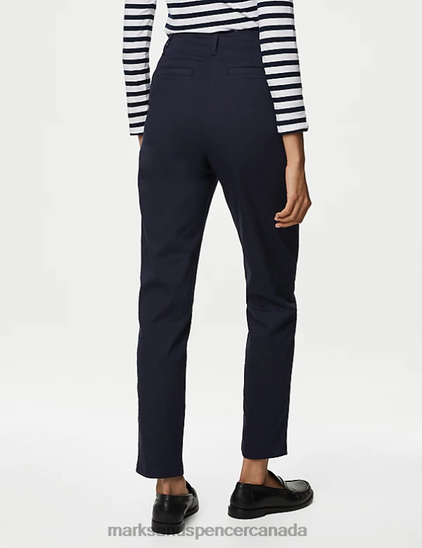 Marks and Spencer Canada - Women Midnight Navy Clothing Marks & Spencer Cotton Rich Cool Comfort Slim Fit Chinos 20VTD2909