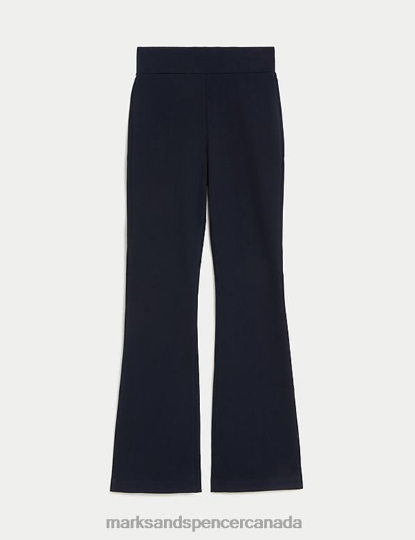 Marks and Spencer sale - Women Midnight Navy Clothing Marks & Spencer Jersey Elasticated Waist Flared Trousers 20VTD3333