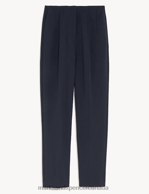 Women Midnight Navy Clothing Marks & Spencer Tapered Ankle Grazer Trousers 20VTD831 - Marks and Spencer online