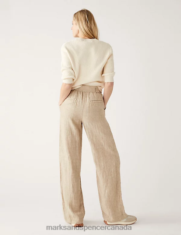 Marks and Spencer sale - Women Natural Clothing Marks & Spencer Pure Linen Belted Wide Leg Trousers 20VTD459