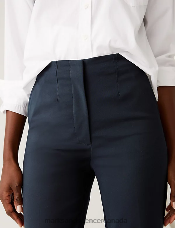 Marks and Spencer near me - Women Navy Clothing Marks & Spencer Cotton Blend Slim Fit Cropped Trousers 20VTD2463