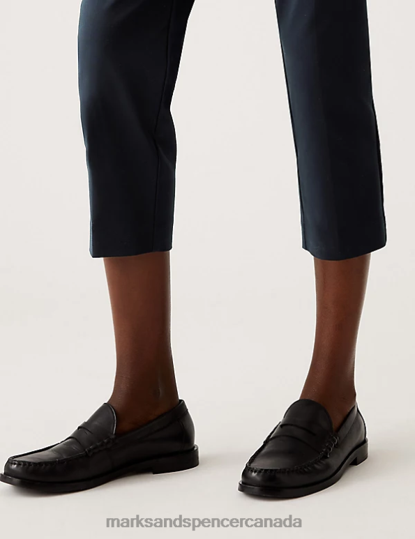 Marks and Spencer near me - Women Navy Clothing Marks & Spencer Cotton Blend Slim Fit Cropped Trousers 20VTD2463