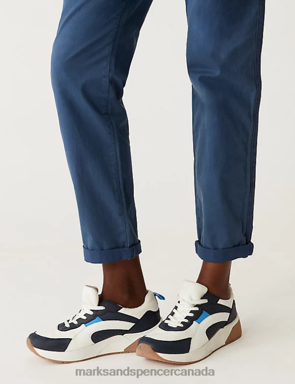 Women Navy Clothing Marks & Spencer Cotton Rich Tea Dyed Slim Fit Chinos 20VTD2229 - Marks and Spencer online