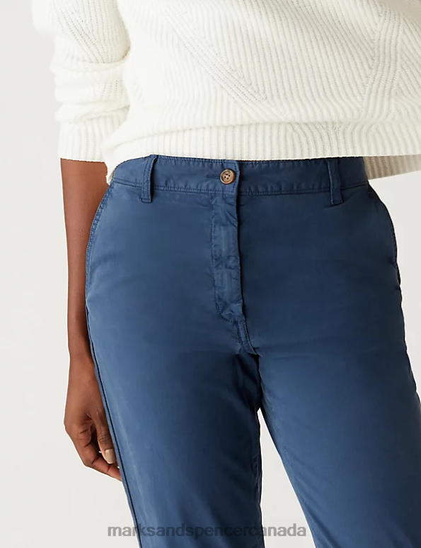 Women Navy Clothing Marks & Spencer Cotton Rich Tea Dyed Slim Fit Chinos 20VTD2229 - Marks and Spencer online