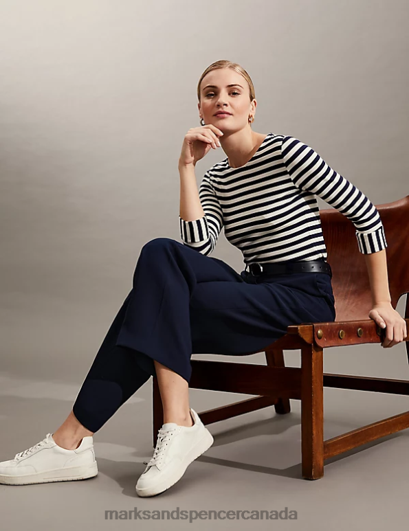 Marks and Spencer near me - Women Navy Clothing Marks & Spencer Crepe Wide Leg Trousers 20VTD1642